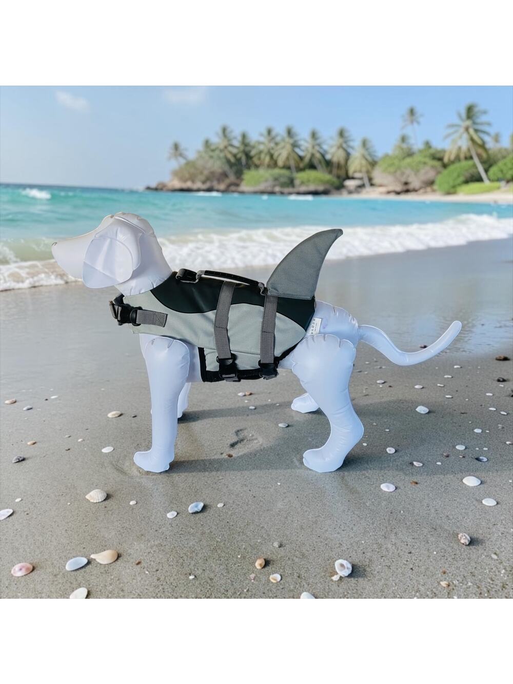 Dog Life Safety Jacket Grey Shark Fin for Swimming Boating Puppy Sz Small